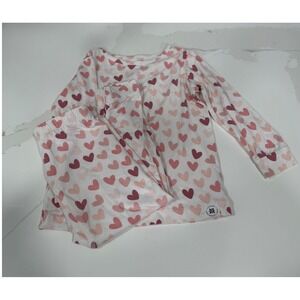 Sweet Bamboo Kids Heart Print Pajama Set Pink White Viscose 18-24 Months FW24